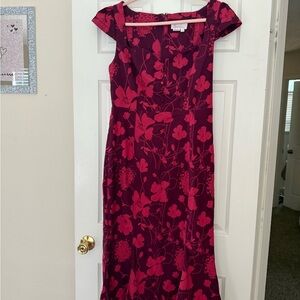 Anthropologie Red and Purple Floral Maxi Dress